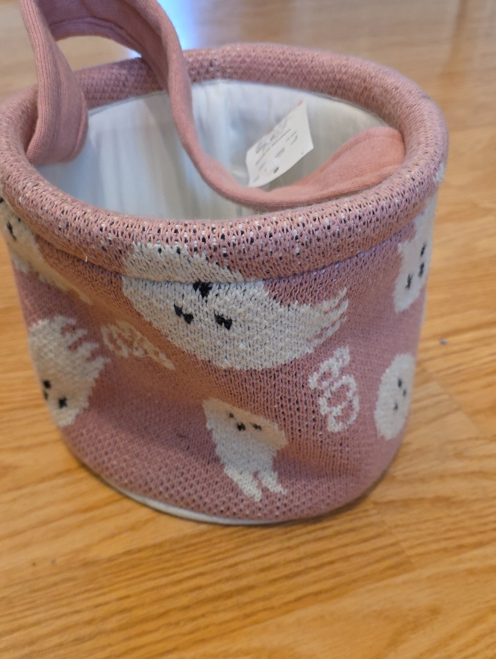 Kids Pink Ghost Knit Storage Basket